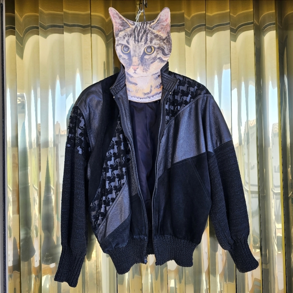 Vintage Augustina Leather and Knit Jacket
